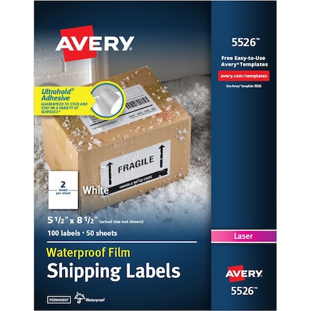 Avery Label, Wthrprf, Shpng, 5.5X8.5 100PK AVE5526